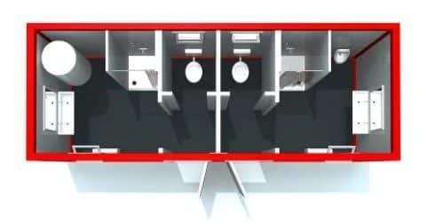 Kontener sanitarny damsko-męski WC prysznic ms22