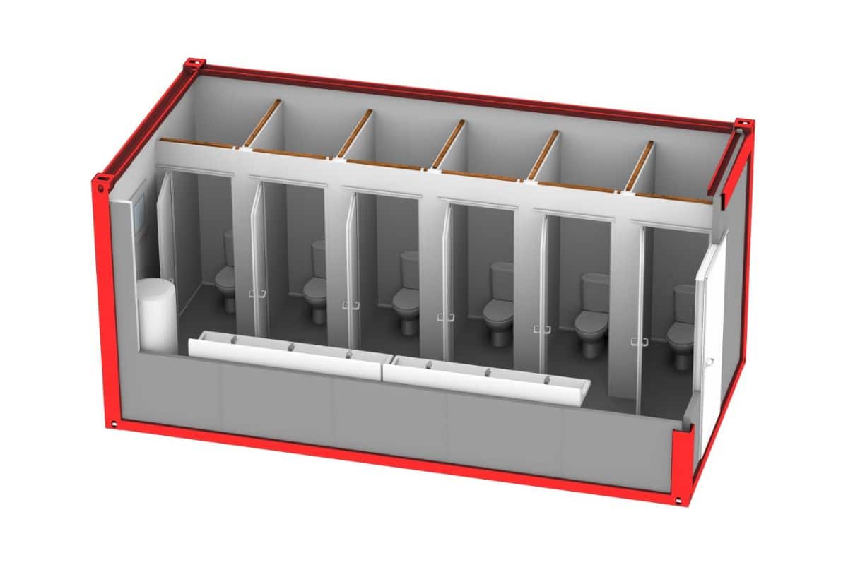KONTENER SANITARNY WC – 7 toalet + koryto umywalka