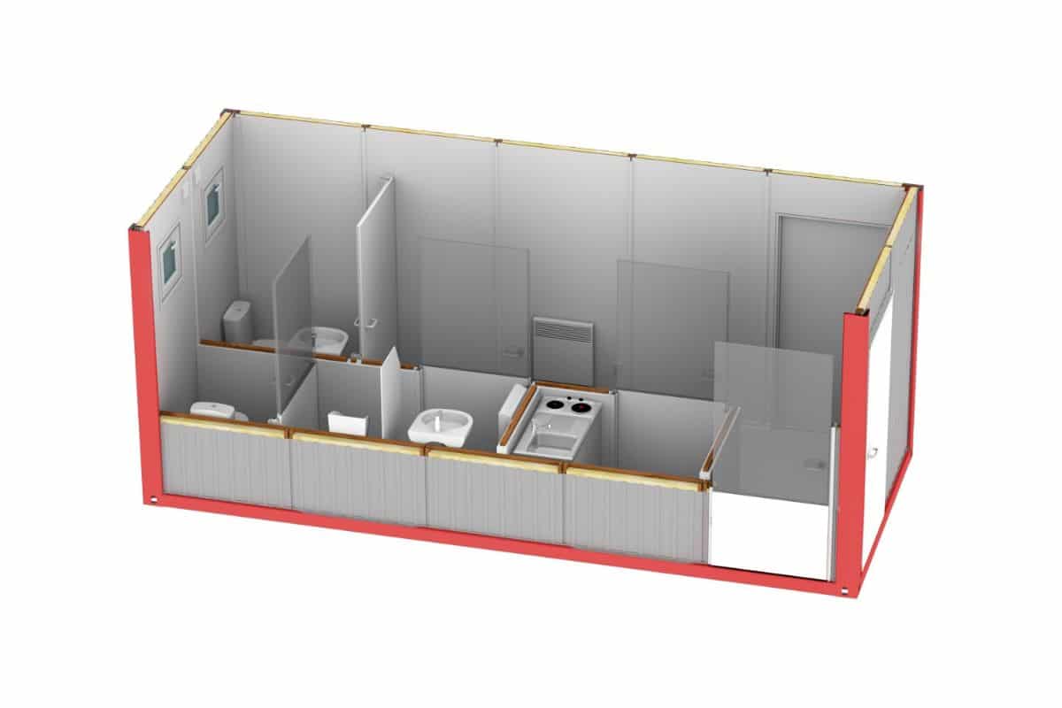 Kontener sanitarny z kuchnią i korytarzem mk 20